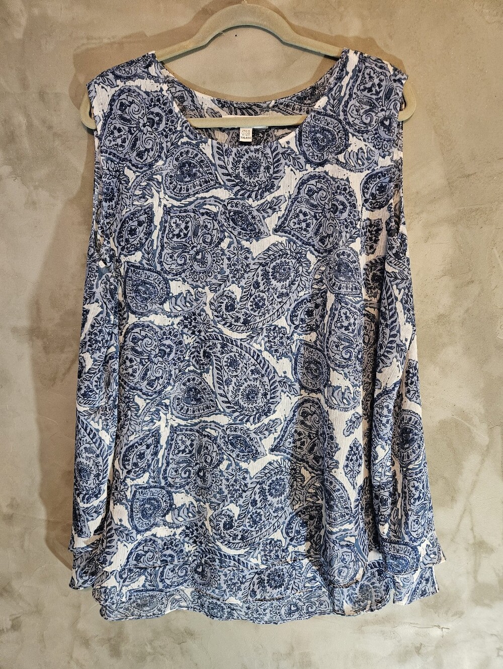 Cristina B Blue Paisley Lightweight Sleeveless Round Neck Blouse XXL
